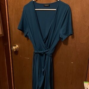 Lyrur Teal Midi Dress faux wrap